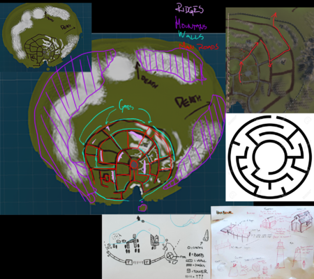 An over-the-top view concept of the level design